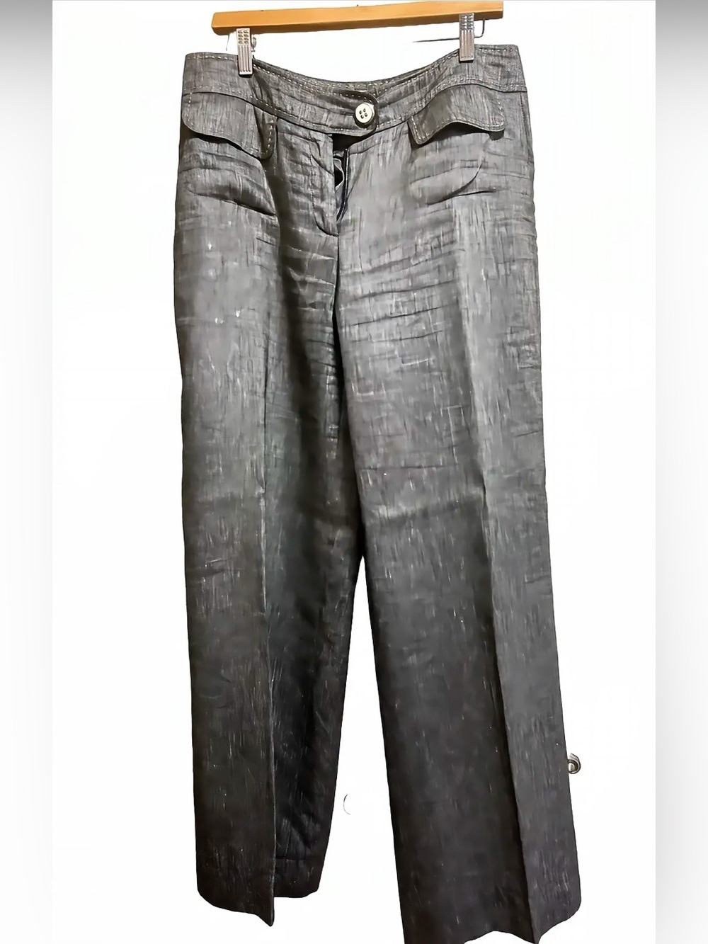 Vintage Votre Nom Linen Viscose Cargo Contrast Stitch Pants 8